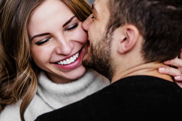 Smiling couple in embrace