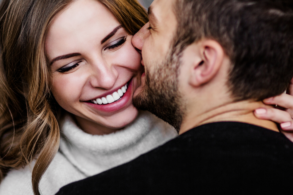 Smiling couple in embrace